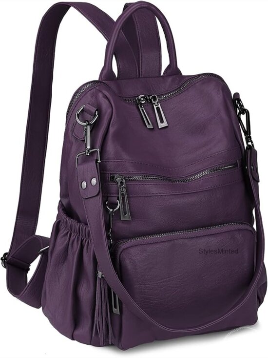 Convertible Travel Backpack Purse Women Vegan Leather Tassel Shoulder Bag main image 5